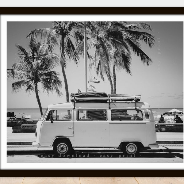 Retro VW Camper Van Print Vanagon - Printable Vintage Photo Poster -Instant Download Easy Print JPG File for Collecting Printing Framing