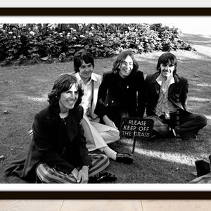 The Beatles Sitting On The Lawn - Printable Vintage Photo Poster - Instant Download Easy Print JPG File for Collecting Printing Framing