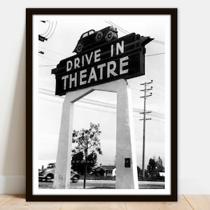 Urban Retro Drive-in Theatre Sign - Printable Vintage Photo Poster -Instant Download Easy Print JPG File for Collecting Printing Framing