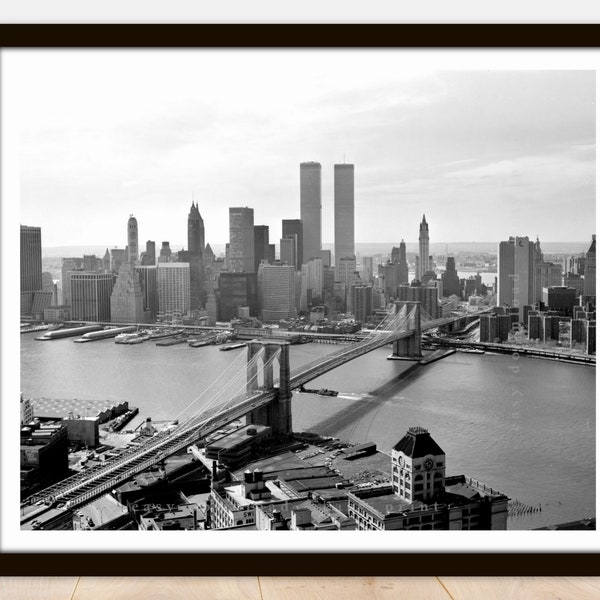 New York Brooklyn Manhattan Skyline - Printable Vintage Photo Poster Instant Download Easy Print JPG File for Collecting Printing Framing