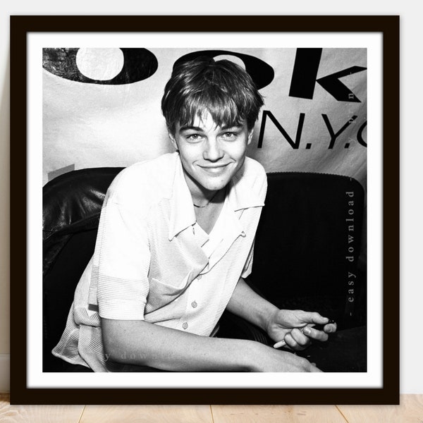 Young Leonardo DiCaprio Portrait - Printable Vintage Photo Poster - Instant Download Easy Print JPG File for Collecting Printing Framing