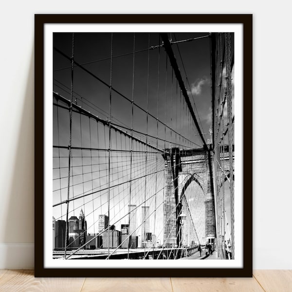 New York Brooklyn Bridge Manhattan NYC - Printable Vintage Photo - Instant Download Easy Print JPG File for Collecting Printing Framing