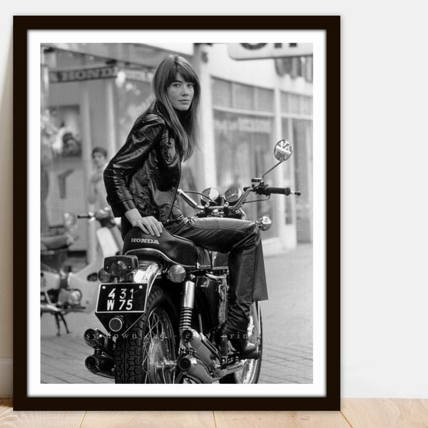 Françoise Hardy on Motorbike Paris Printable Vintage Photo Poster - Instant Download Easy Print JPG File for Collecting Printing Framing