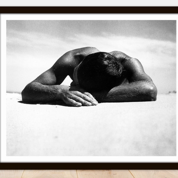 Sunbaker Sunbathing Beach Photo - Printable Vintage Photo Poster - Instant Download Easy Print JPG File for Collecting Printing Framing