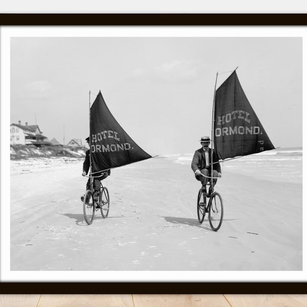 Sailing Bicycles on the Beach 1900 - Printable Vintage Photo Poster - Instant Download Easy Print JPG File for Collecting Printing Framing