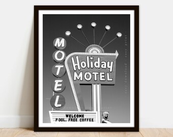 Vintage Holiday Motel Neon Sign Photo Poster (Digital Download)