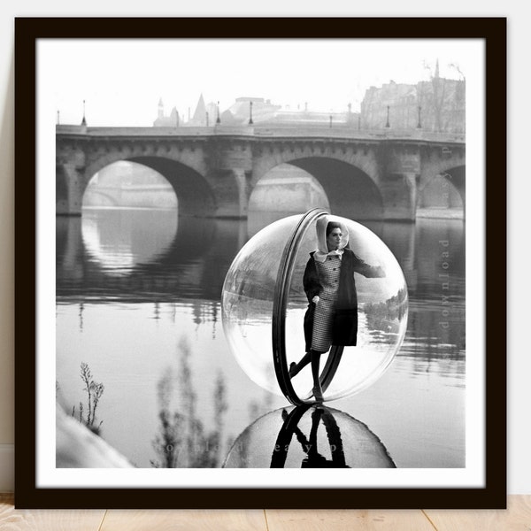 1960s Fashion Bubble in Paris - Printable Vintage Photo Poster - Instant Download Easy Print JPG File for Collecting Printing Framing