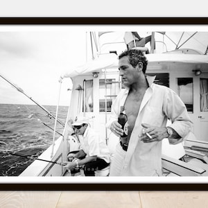 Paul Newman on Boat - Vintage Photo Poster (Instant Download)
