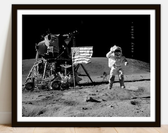 Apollo 16 Astronaut auf dem Mond: Vintage Foto Poster (Digitaler Download)