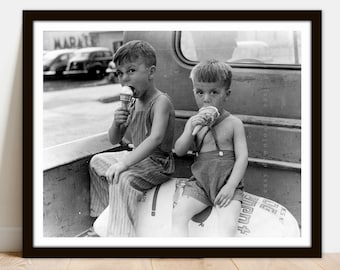 Vintage Kids Ice Cream Photo Poster: Funny Children Print (Digital Download)