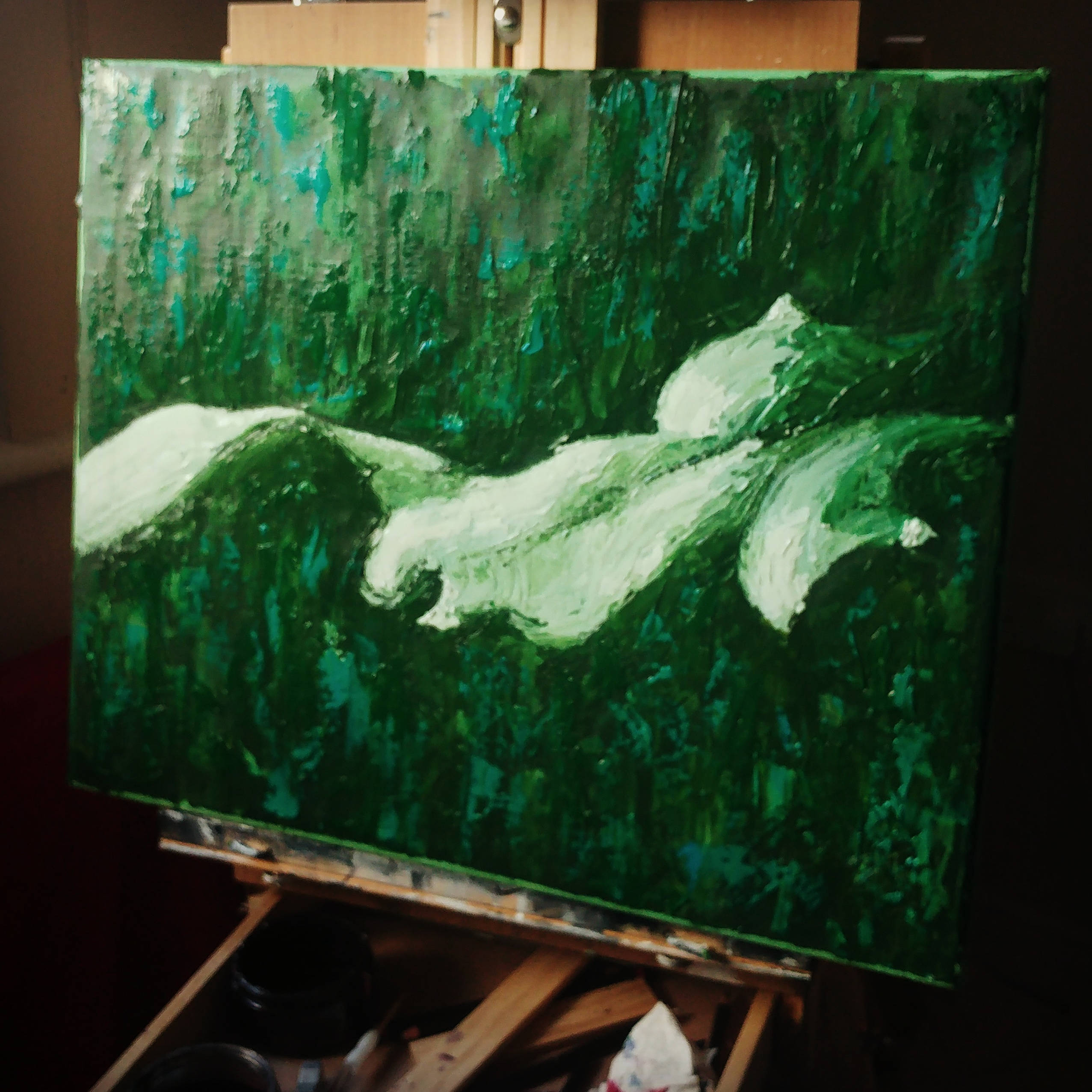 Act woman body abstract painting green envy | Etsy