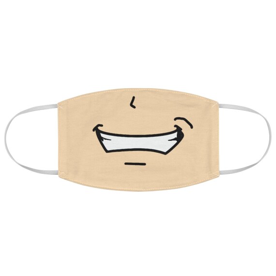 Smirk Anime Smile Fabric Face Mask Light Skin Tone Etsy