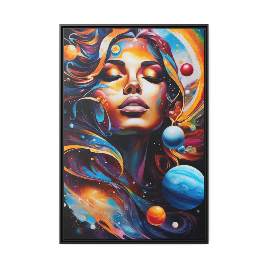 Matte Canvas, Black Frame Universe Art Gaia Psychedelic Art
