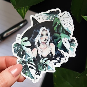 Monstera Albo Aufkleber ODER Magnet - Monstera aufkleber wasserfest für Pflanzenliebhaber - Monstera Hexe Aufkleber wasserfest für Wasserflasche, Laptop
