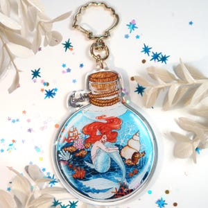 Ocean Potion glitter keychain I Acrylic charm - dreamy cute mermaid gift - Fantasy mermaid bottle keychain