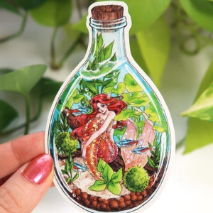 Autocollant ou aimant scintillant holographique de potion de sirène - Aimant brillant mignon de réfrigérateur - imperméable pour la bouteille d'eau, l'agenda, le bullet journal