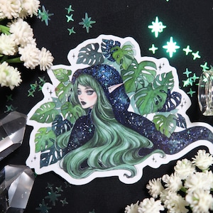 Aimant ou autocollant holographique pailleté vagabond céleste - adorable aimant scintillant pour réfrigérateur - imperméable - pour bouteille d'eau, bullet journal