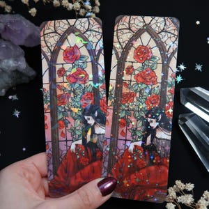 Witchy holographic bookmark - Fantasy art - Book Lover Gift - Cute Unique Bookmarks - Vampire anime bookmark - Holoraphic stars - Fairycore