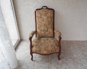 Old Voltaire armchair Louis XV-wood and upholstery style first half of the twentieth century