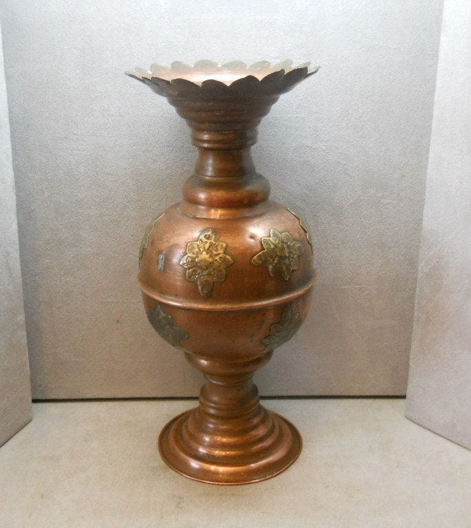 Vase Amphore Style Balustre/Cuivre et Laiton France Années 80 /