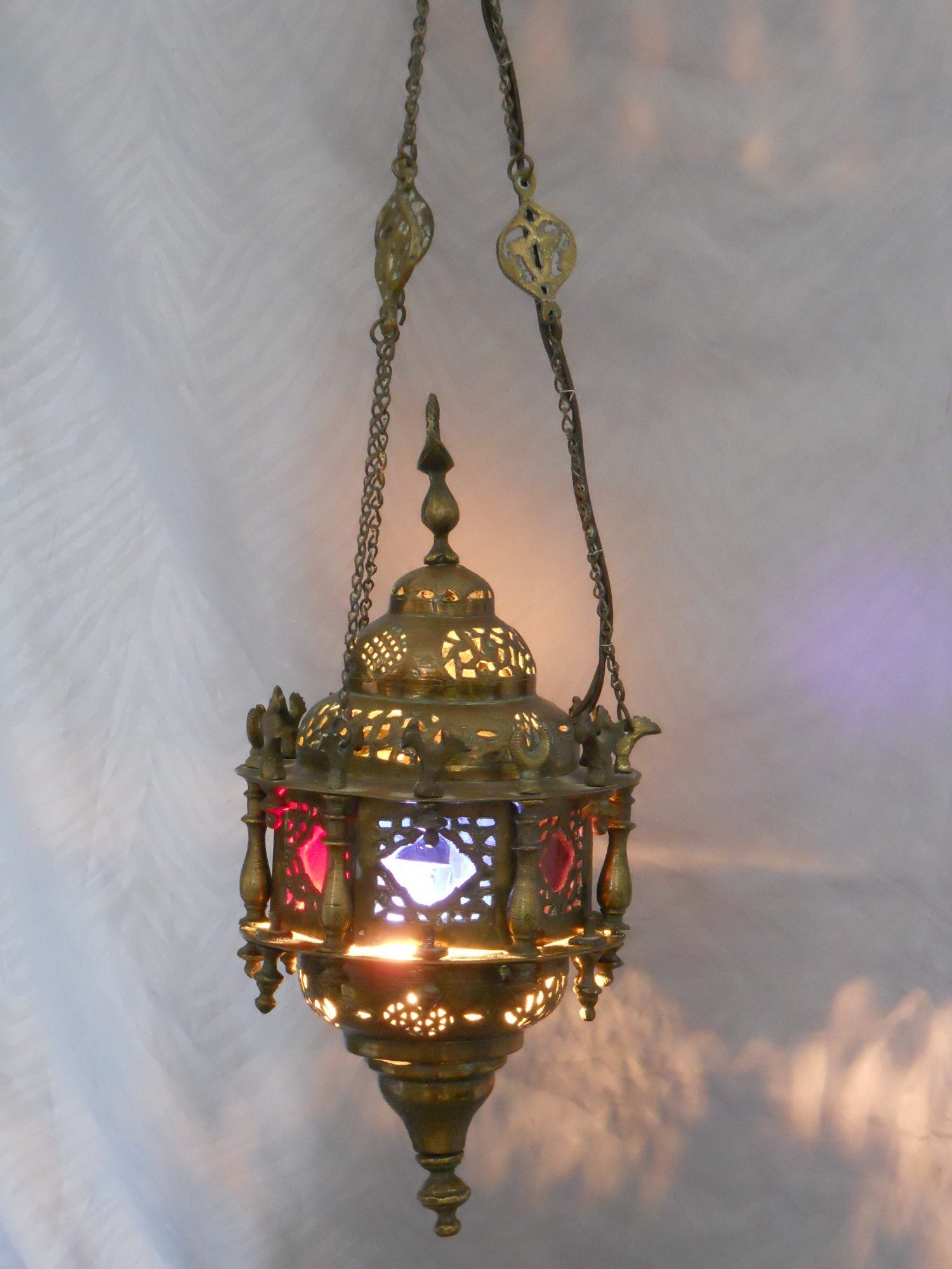 acheter lanterne orientale artisanale en fer forgé et verre transparent
