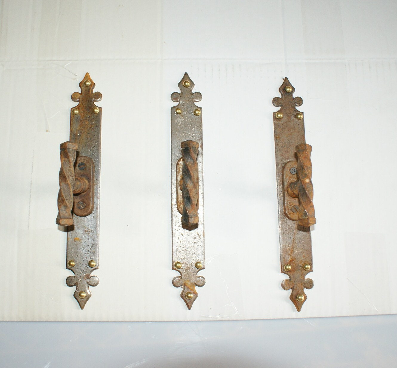 3 Poignées de Fenêtre Vintage en Fer Forger