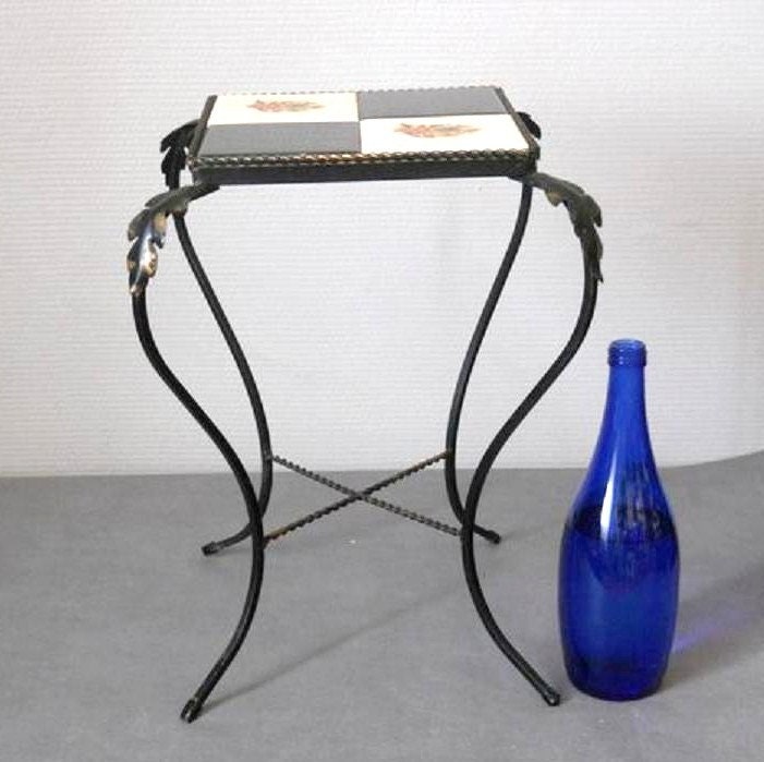 Plant Holder Bolster/Villeroy & Boch Ceramic, & Wrought Iron Dated 1960 /