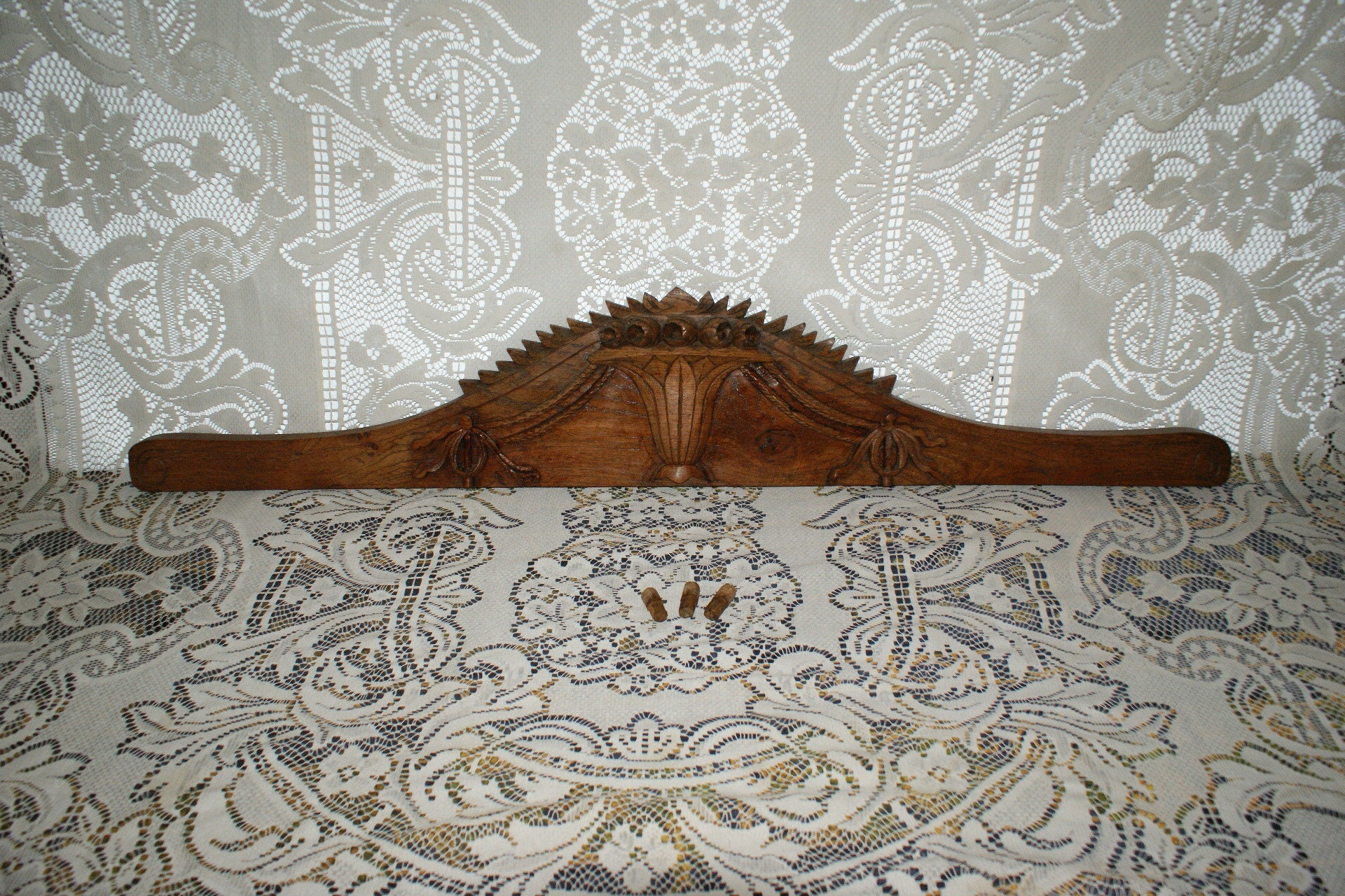 Fronton de Porte ou Miroir Époque Art Nouveau - Bois Massif Chêne