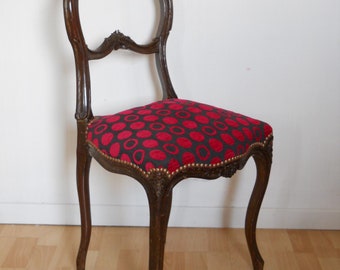 Antique Louis XV style chair in solid oak wood, early 20th century