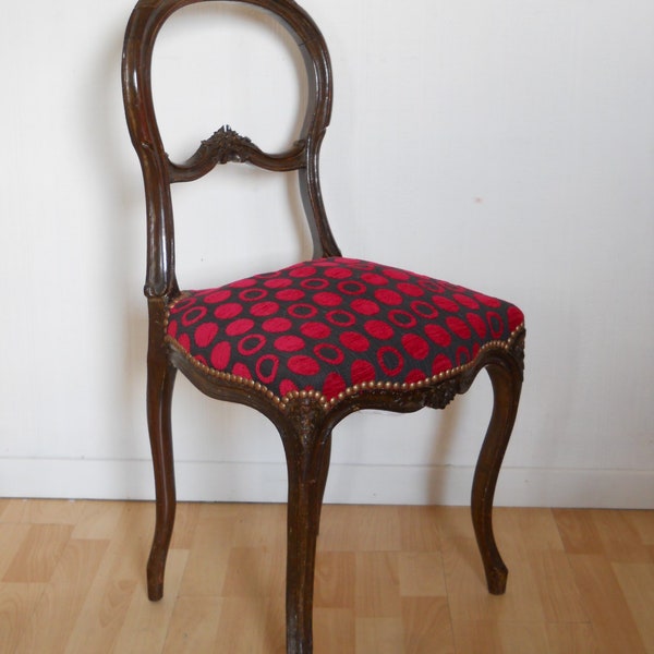 Antique Louis XV style chair in solid oak wood, early 20th century