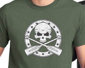 Canoe T-Shirt, canoeing skull shirt, canoe paddle oar t shirt, rafting rowing tee shirt, dragon boat shirt, canoe crossbones shirt