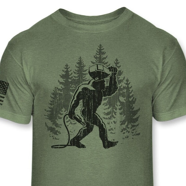 Bigfoot Welder T-Shirt - Funny Sasquatch Welders shirt - Bigfoot Welding shirt - Metal Working Fabricator Athletic Blend Tee Shirt - A269