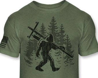 Bigfoot Lineman T-Shirt - Funny Sasquatch lineman shirt - Bigfoot power lineman silhouette shirt line worker Athletic blend T-Shirt - A170