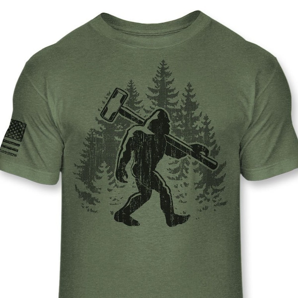 Bigfoot Demolition T-Shirt - Funny Sasquatch demolition worker shirt - Bigfoot Demolition Contractor shirt - Athletic Blend Tee Shirt - A181