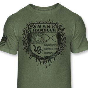 Snake Handler Crest T-Shirt: Athletic Blend Coat of Arms Shield - A260