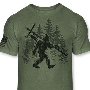 Bigfoot Lineman T-Shirt - Funny Sasquatch lineman shirt - Bigfoot power lineman silhouette shirt line worker Athletic blend T-Shirt - A170
