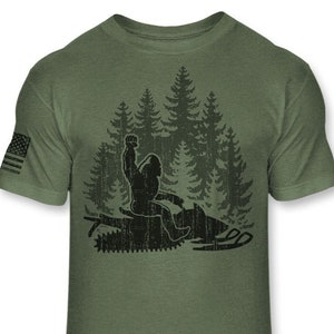 Bigfoot Snowmobile T-Shirt - Funny Sasquatch Snowmobiler shirt - Bigfoot Sled shirt - Snowmobiling Athletic Blend Tee Shirt - A195