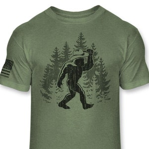 Bigfoot Cowboy Hat T-Shirt - Funny Sasquatch Rodeo shirt - Bigfoot Country shirt - Ranch Hand Horse Riding - Athletic Blend Tee Shirt - A278