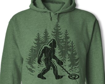 Funny Bigfoot Metal Detector Hoodie - Sasquatch Detectorist Sweatshirt - HA187