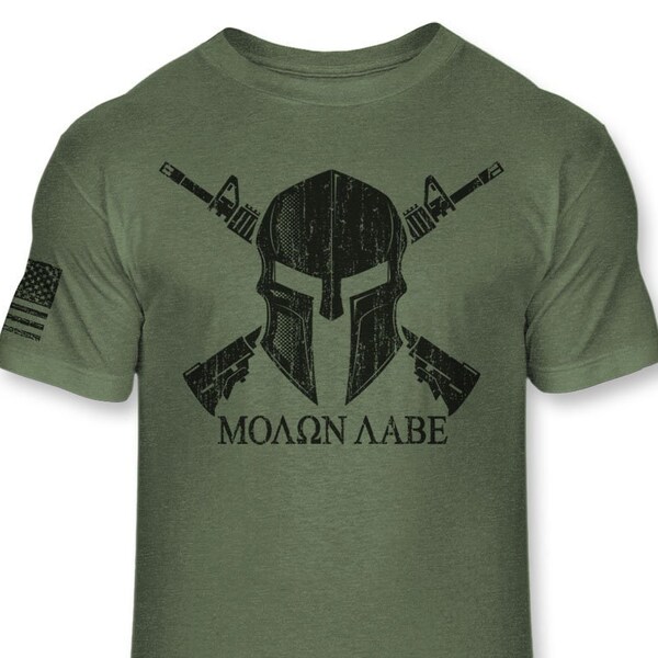Spartan Helmet Molon Labe T-Shirt Gun Rights Tee main image 1