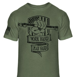Sprinkler Fitter Work Hard Play Hard Athletic T-Shirt - A41