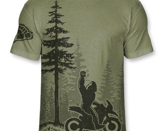 Bigfoot Adventure Motorcycle T Shirt – Funny Sasquatch ADV Rider Graphic Tee, Adventure Riding Shirt for Men, Soft No-Feel Print – F010