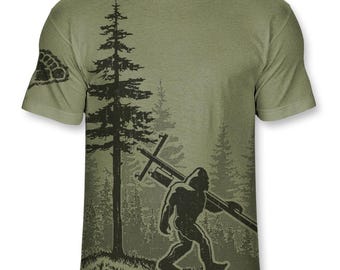 Bigfoot Lineman T Shirt – Funny Sasquatch Power Line Worker Tee, Electrician Graphic Shirt for Men - F002
