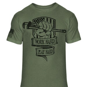 Plumber Work Hard Play Hard Athletic T-Shirt - A33