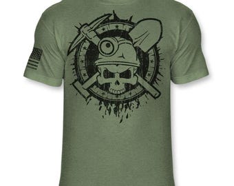 Miner Skull Graphic T-Shirt: Soft Blend Crossbones Design - A399