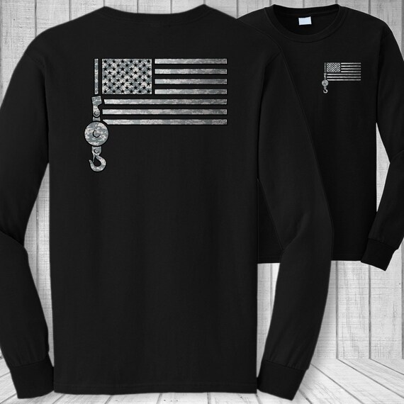 Red Blood Blue Collar Long Sleeve - Safety Green - Patriotic Apparel