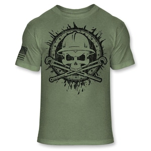 Oil Refinery Worker Skull T-Shirt: Soft Blend Crossbones Tee - A407