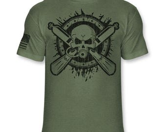Scuba Diving Crossbones Skull T-Shirt - Scuba Tank Cross Bones Shirt - Jolly Roger Scuba Diver Soft Blend Tee - A128