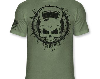 Kettlebell Skull Graphic T-Shirt: Weight Training Soft Blend T - A440