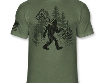 Bigfoot Off-road T-Shirt - Funny Sasquatch Offroad shirt - Bigfoot Off Road 4x4 silhouette shirt - Outdoor Athletic Soft Blend Tee - A177